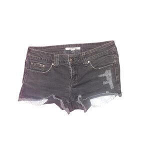 Women's dark green/ grey low rise Denim Shorts
